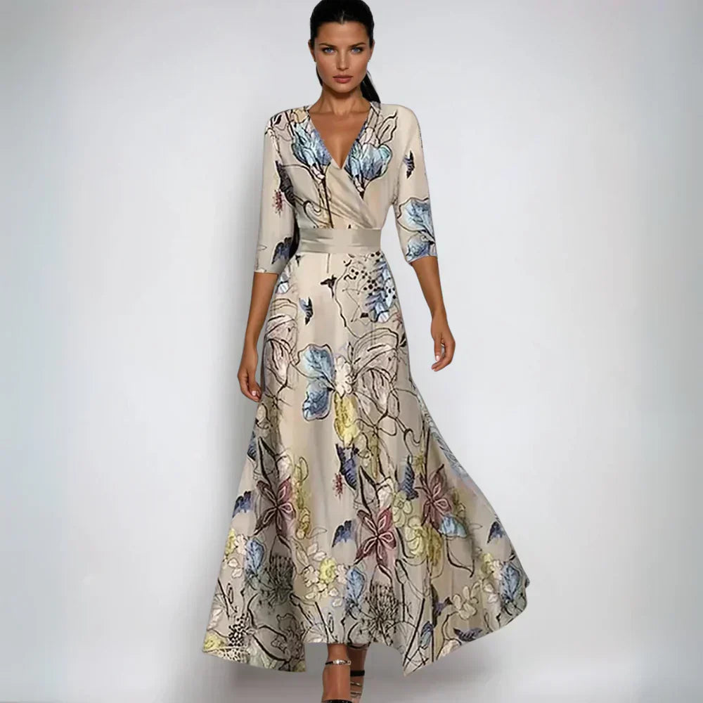 Eliana™ | Elegancka Sukienka A-Linia z Kwiatowym Wzorem