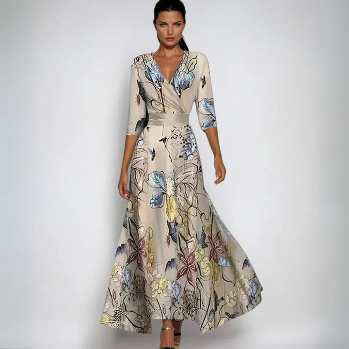 Eliana™ | Elegancka Sukienka A-Linia z Kwiatowym Wzorem