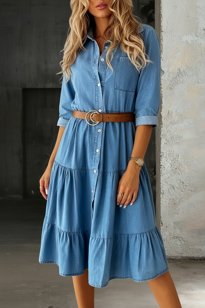 Barbara | Casual Elegancka Sukienka Dżinsowa