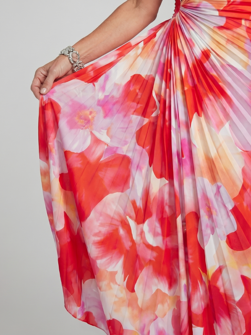 Taya | Sukienka midi z plisowanym topem na jedno ramię