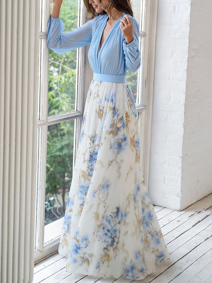 Elegancka Maxi Sukienka z Kwiatowym Motywem