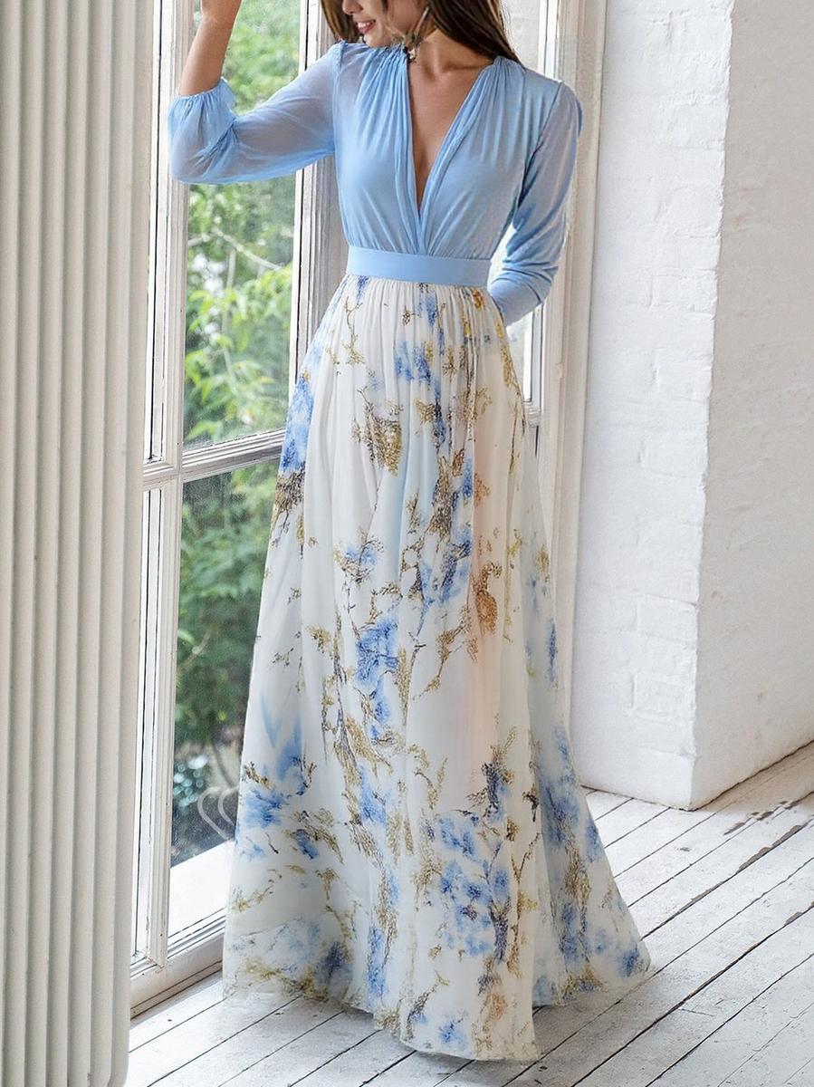 Elegancka Maxi Sukienka z Kwiatowym Motywem
