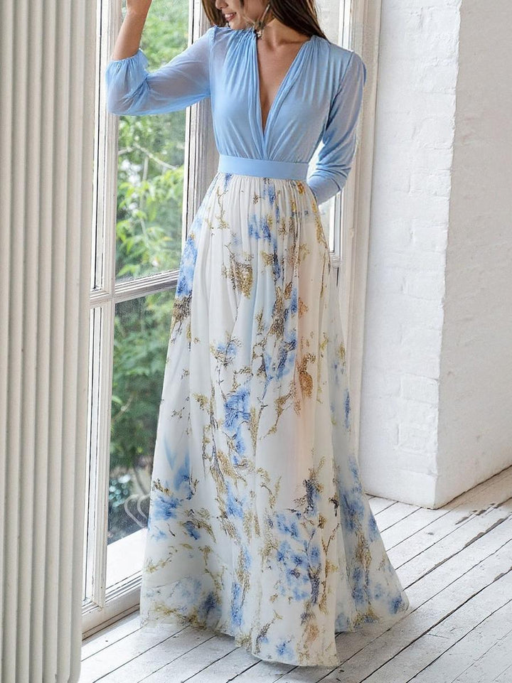 Elegancka Maxi Sukienka z Kwiatowym Motywem