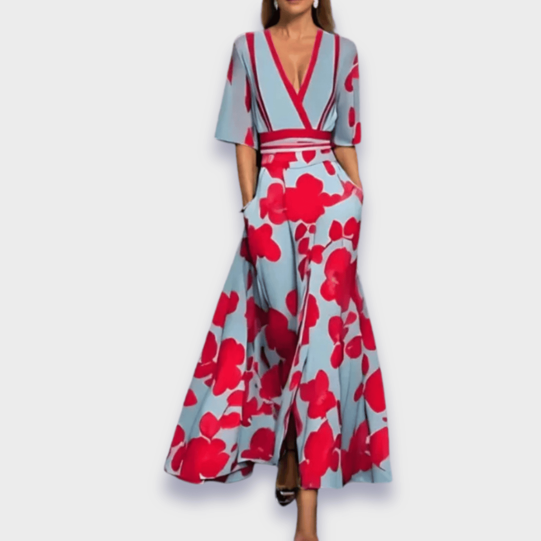 Eliana™ | Elegancka Sukienka A-Linia z Kwiatowym Wzorem