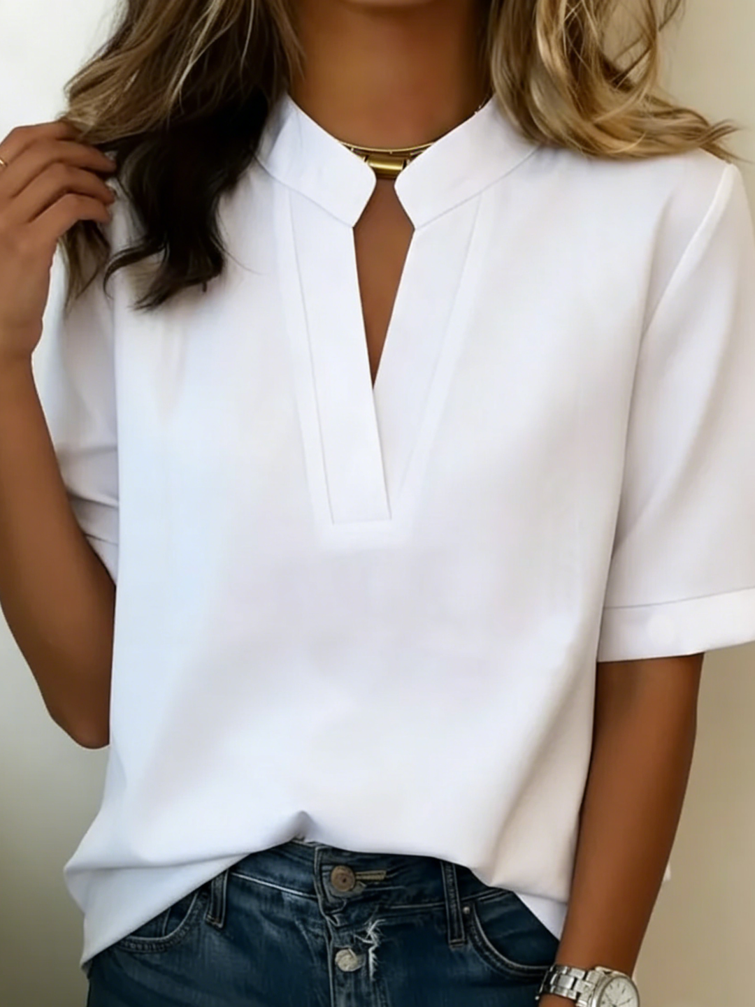 Frances™ | Stylowa bluzka z eleganckim kołnierzykiem