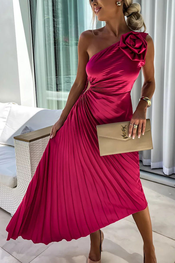 Eya™ | Elegancka maxi sukienka na jedno ramię z kwiatowym wzorem