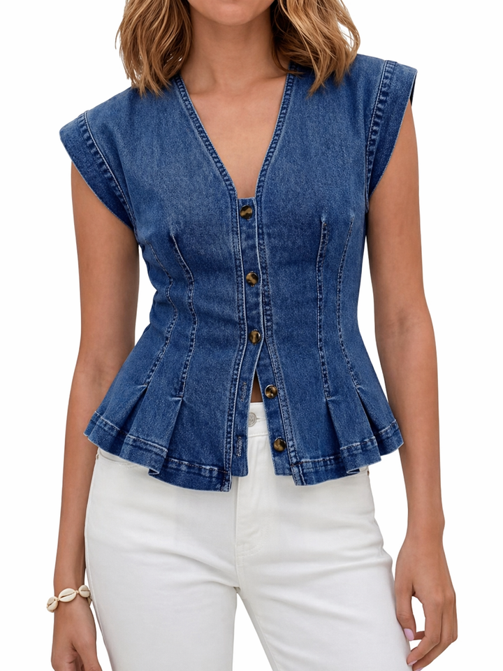 Viera | Top z dekoltem w serek z denimu