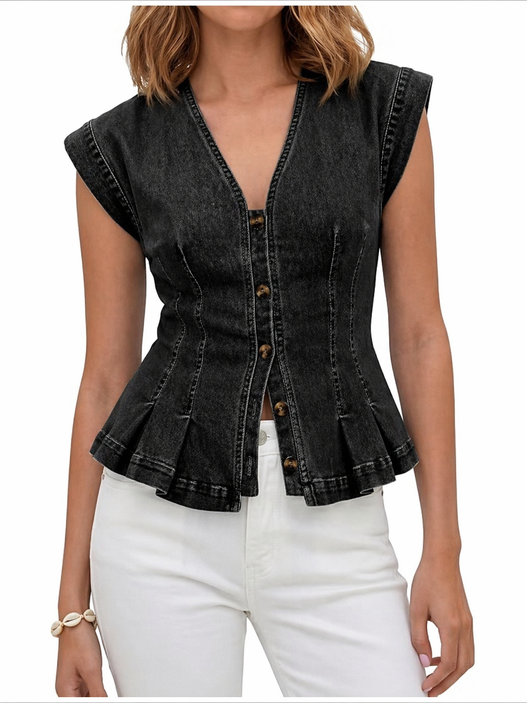 Viera | Top z dekoltem w serek z denimu