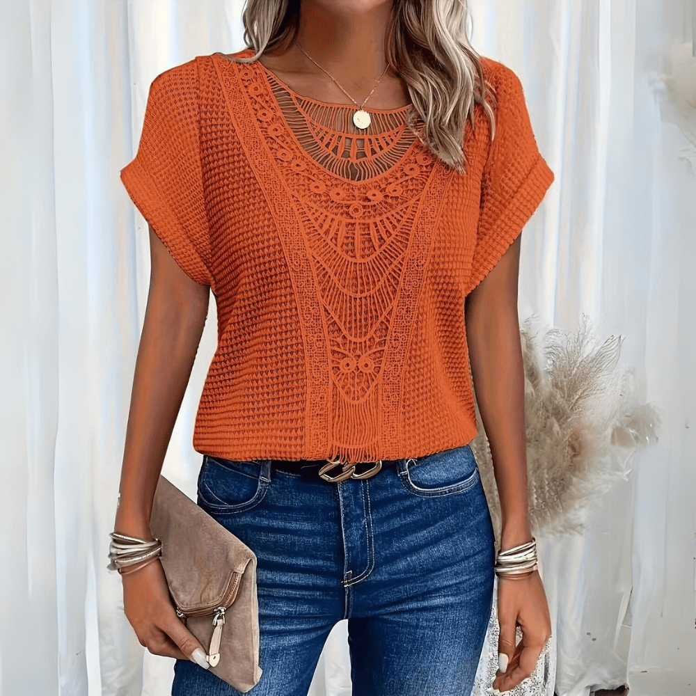 Esmie™ | Boho Chic Top with Intricate Cut-Out Details