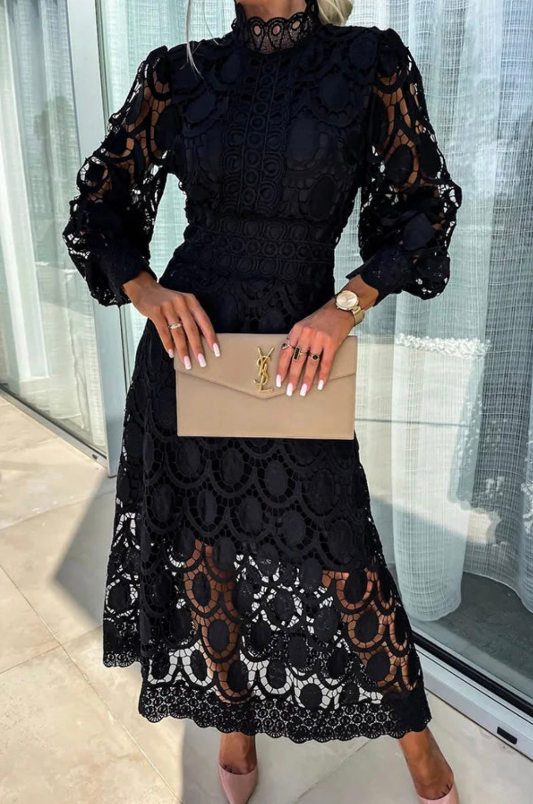 Eloah™ | Elegancka koronkowa sukienka midi