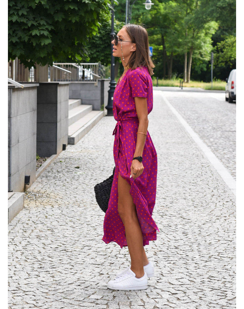 Tzahalit™ | Elegancka sukienka w kwiaty z dekoltem w kształcie V