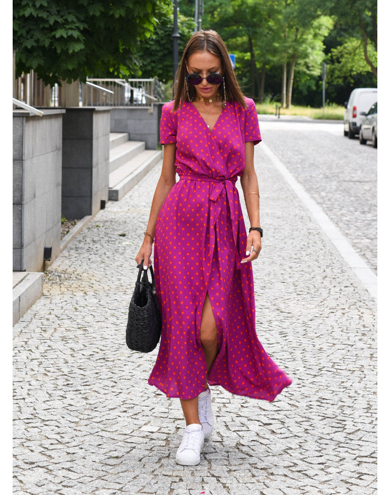 Tzahalit™ | Elegancka sukienka w kwiaty z dekoltem w kształcie V