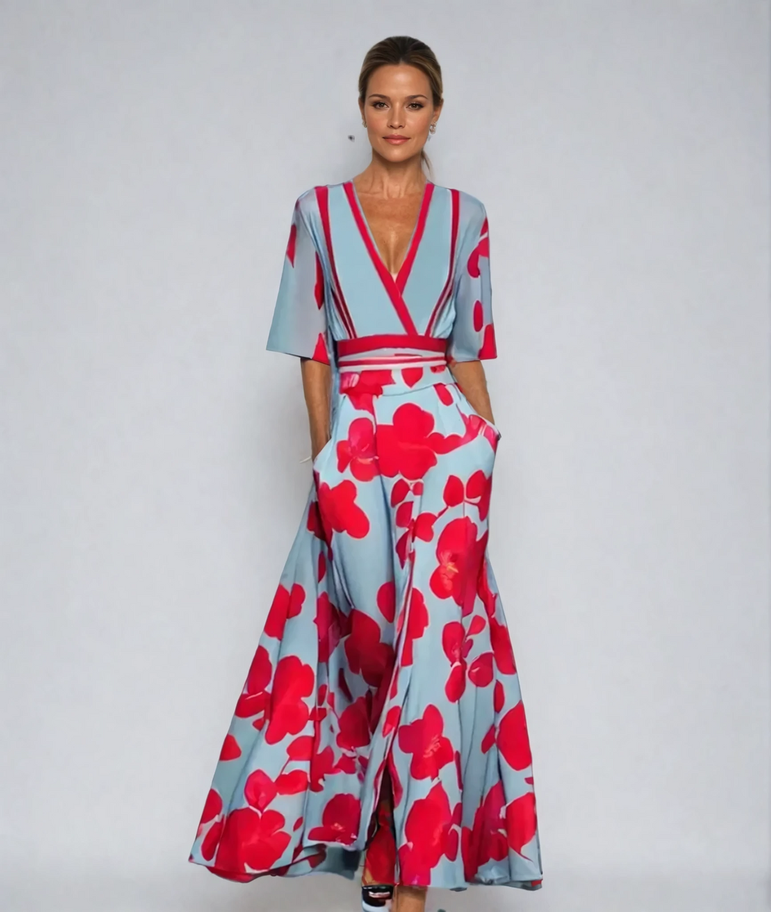Eliana™ | Elegancka Sukienka A-Linia z Kwiatowym Wzorem