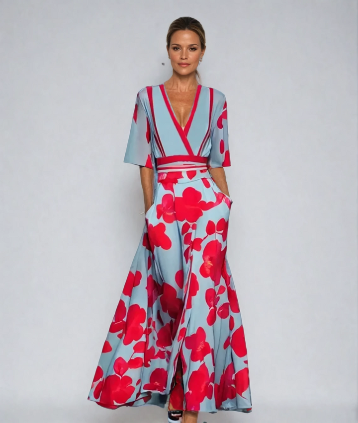 Eliana™ | Elegancka Sukienka A-Linia z Kwiatowym Wzorem
