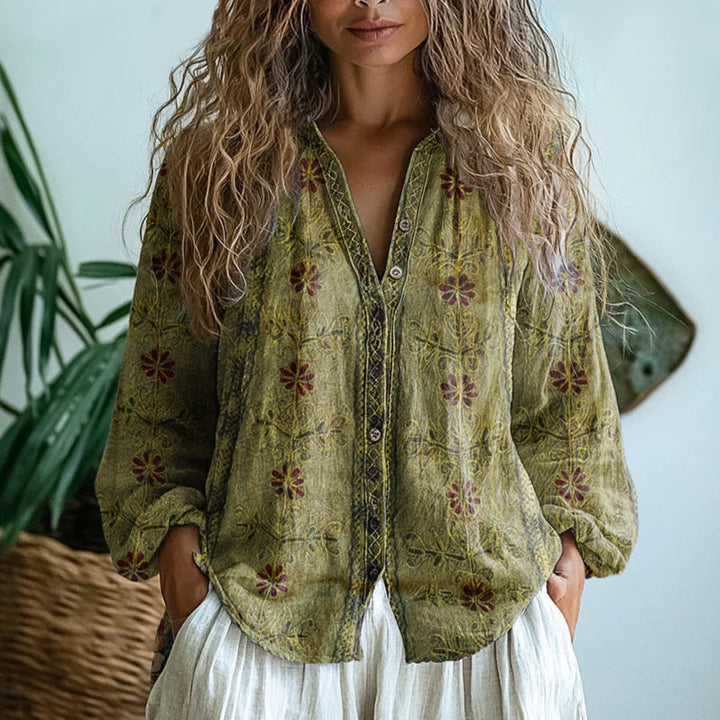 Alexandra™ | Retro Printed Blouse
