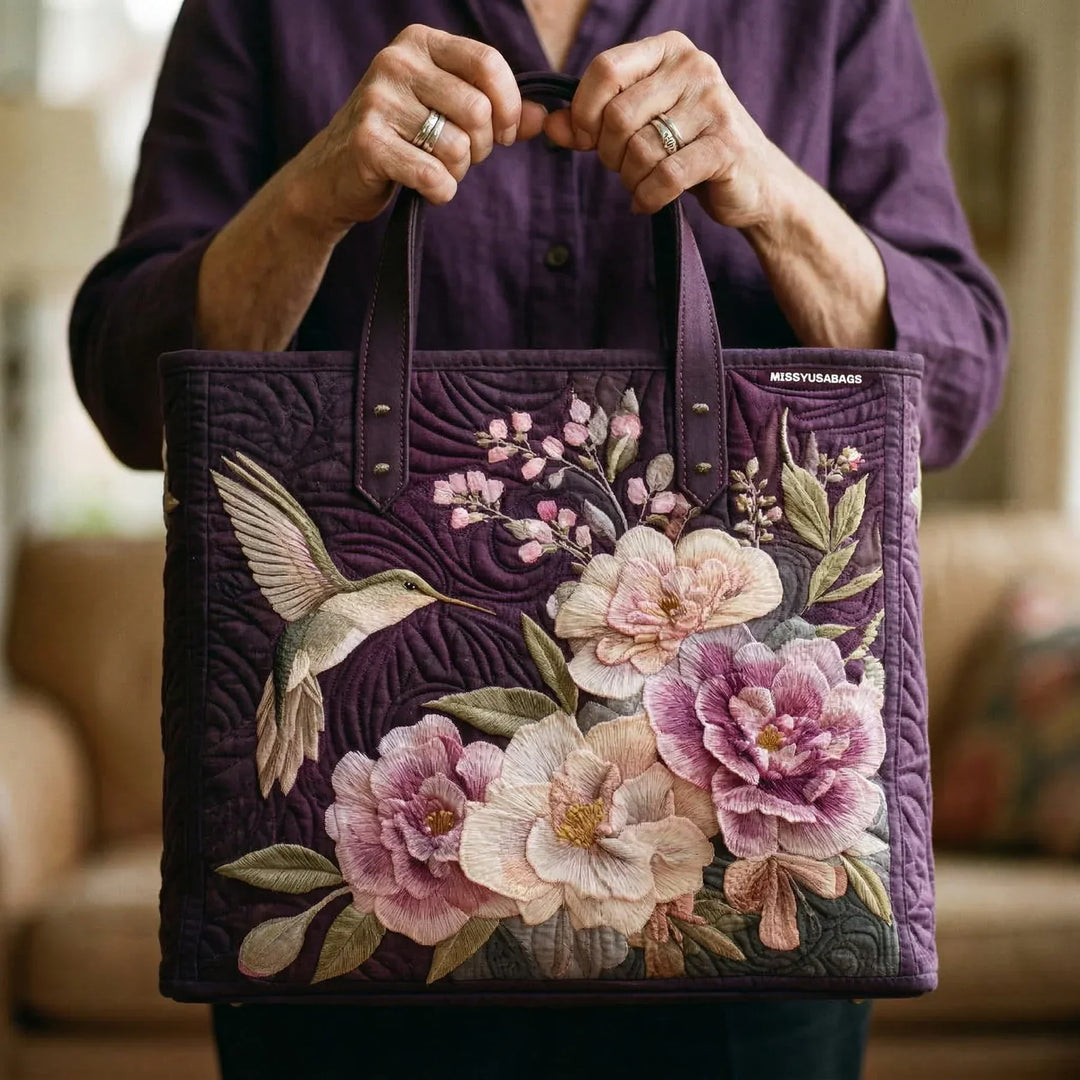 Torba Artisanal Matelassé - Kolibry i Orchidee