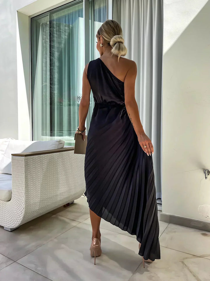 Eya™ | Elegancka maxi sukienka na jedno ramię z kwiatowym wzorem