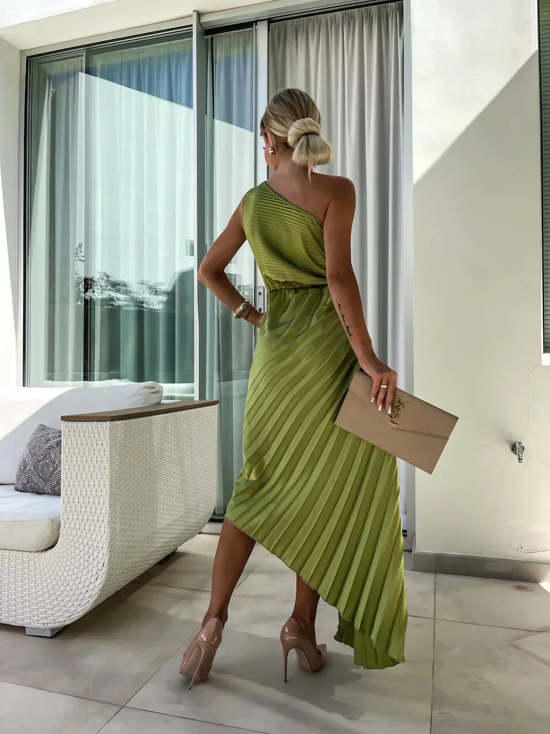 Eya™ | Elegancka maxi sukienka na jedno ramię z kwiatowym wzorem