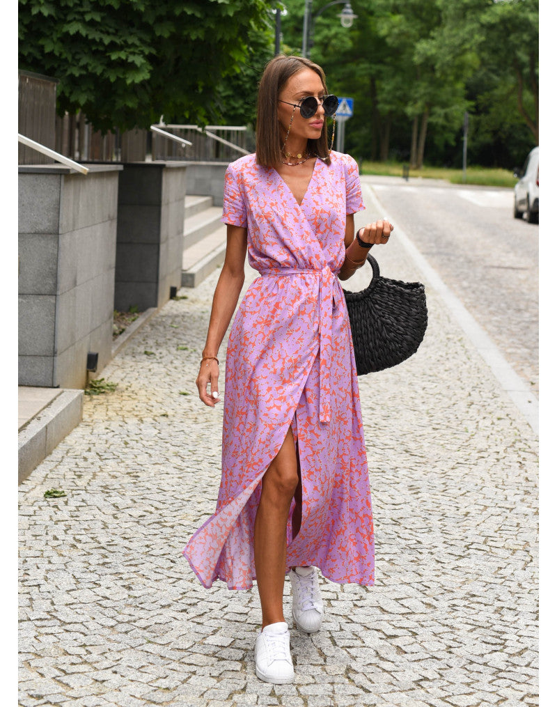 Tzahalit™ | Elegancka sukienka w kwiaty z dekoltem w kształcie V