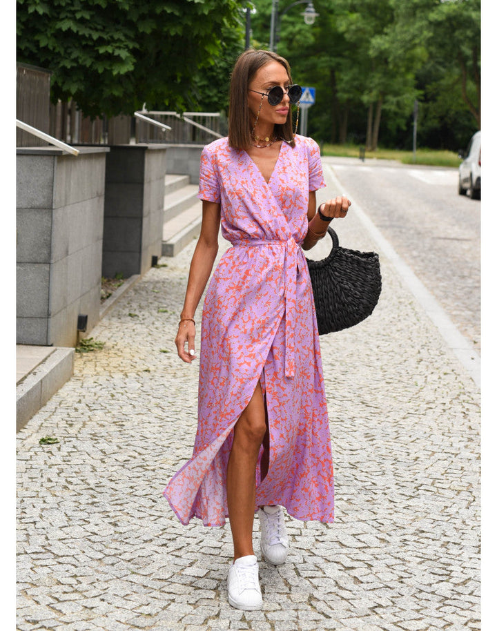 Tzahalit™ | Elegancka sukienka w kwiaty z dekoltem w kształcie V